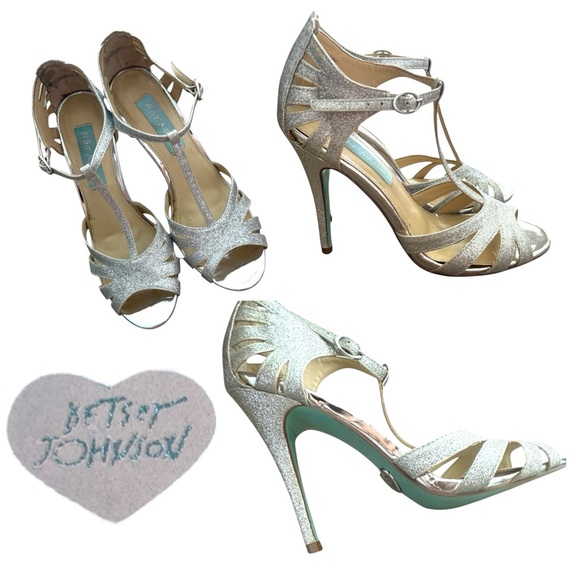 Betsey Johnson SB-Tee Size 5.5 Something Blue Silver Wedding Shoes - Picture 1 of 9